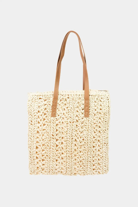 Fame Straw Braided Tote Bag - Celeste    