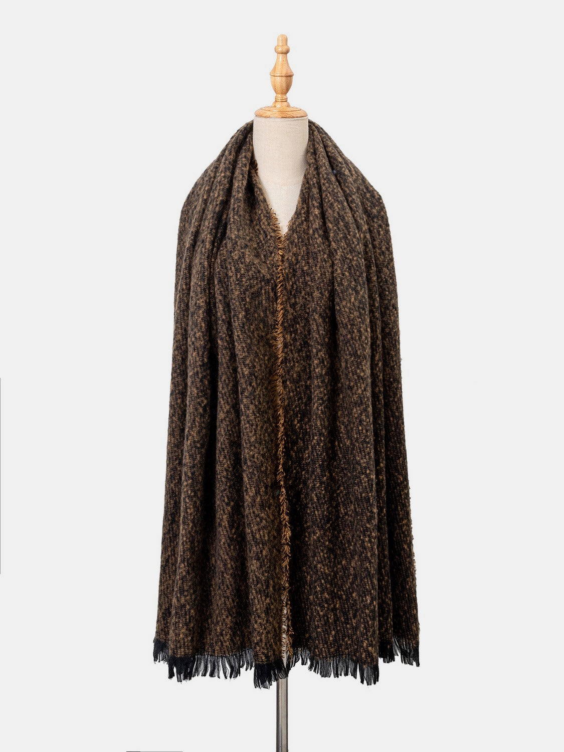 Raw Hem Heathered Polyester Scarf - Celeste    
