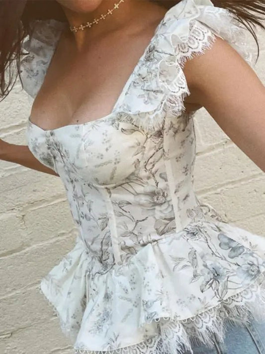 Femme French Elegant Blouse - Celeste    