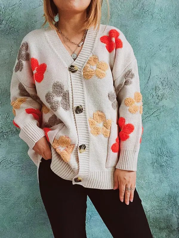 Floral Print Cardigan - Celeste    