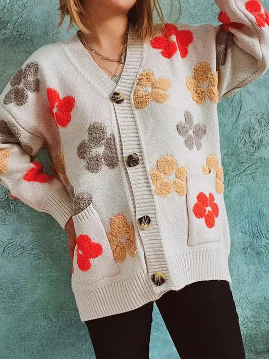 Floral Print Cardigan - Celeste    
