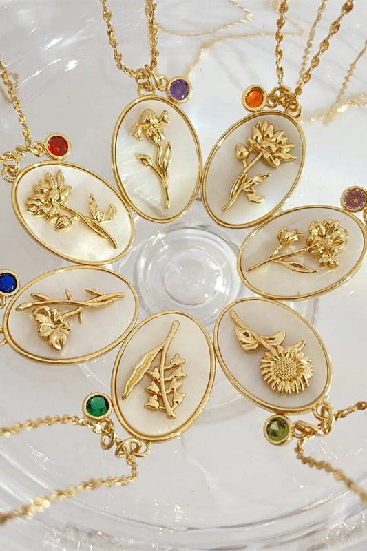 Flower Shell Pendant Copper Necklace - Celeste    