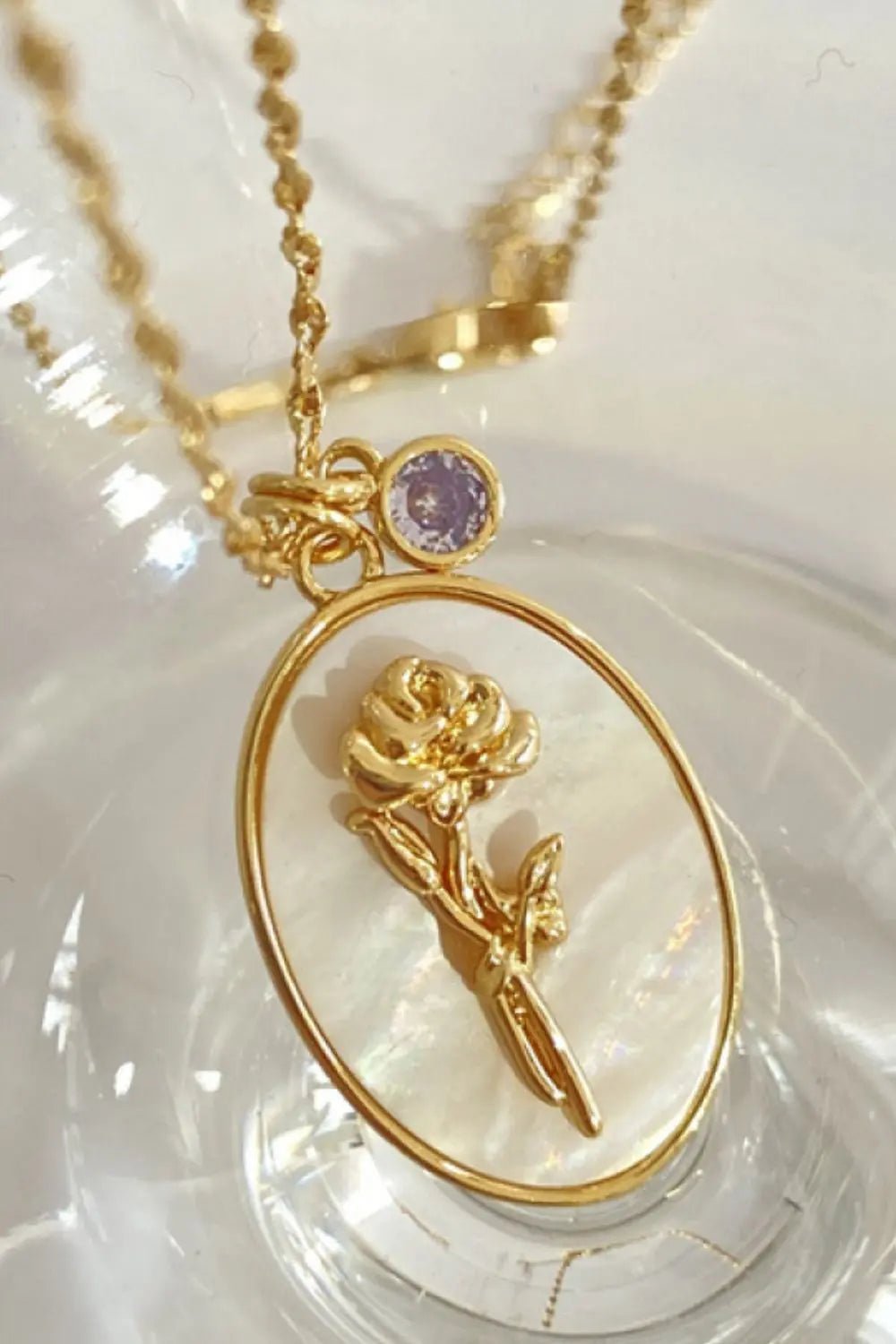 Flower Shell Pendant Copper Necklace - Celeste    