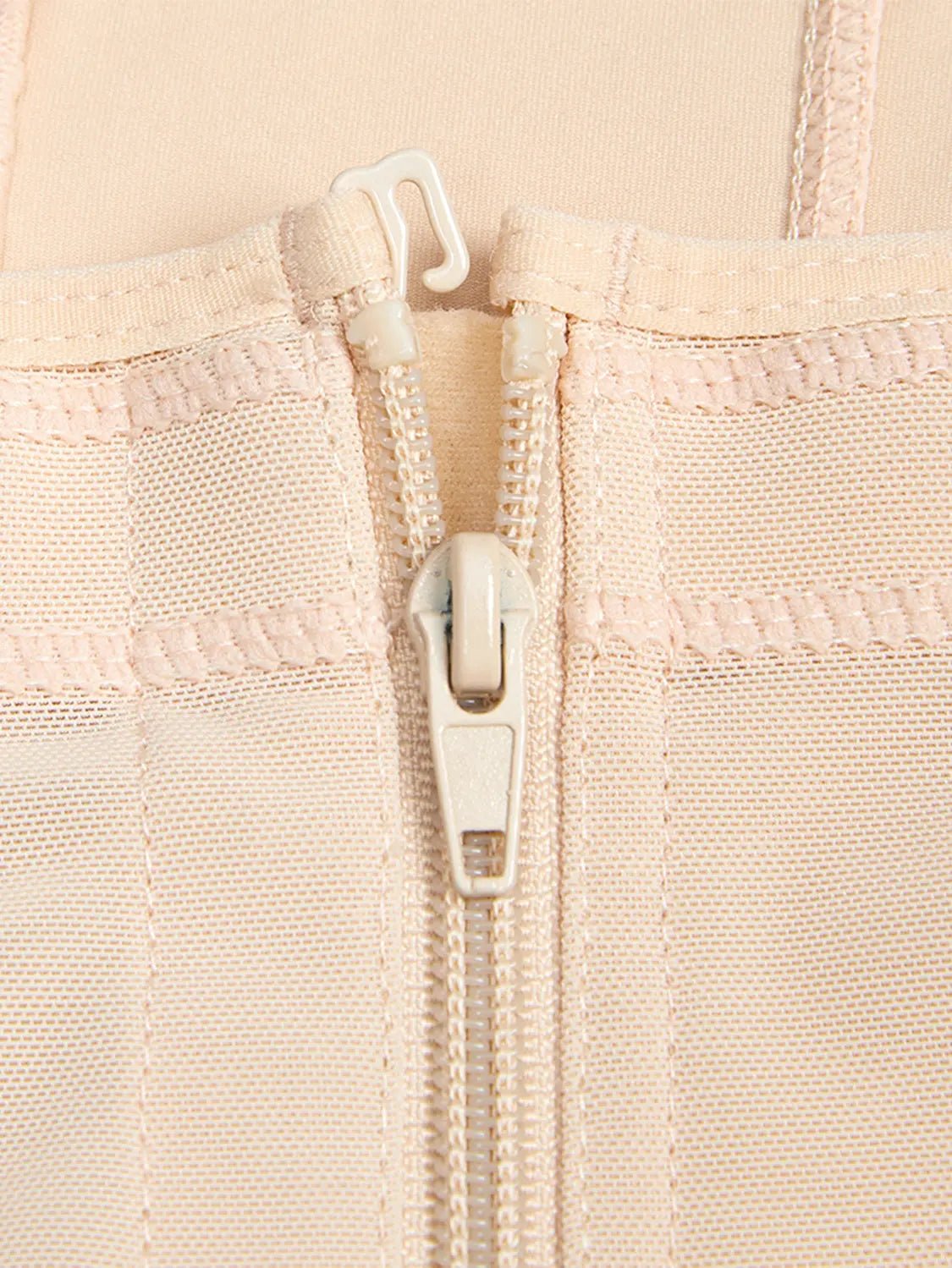 Full Size Zip Up Lace Detail Long Sleeve Shapewear - Celeste    