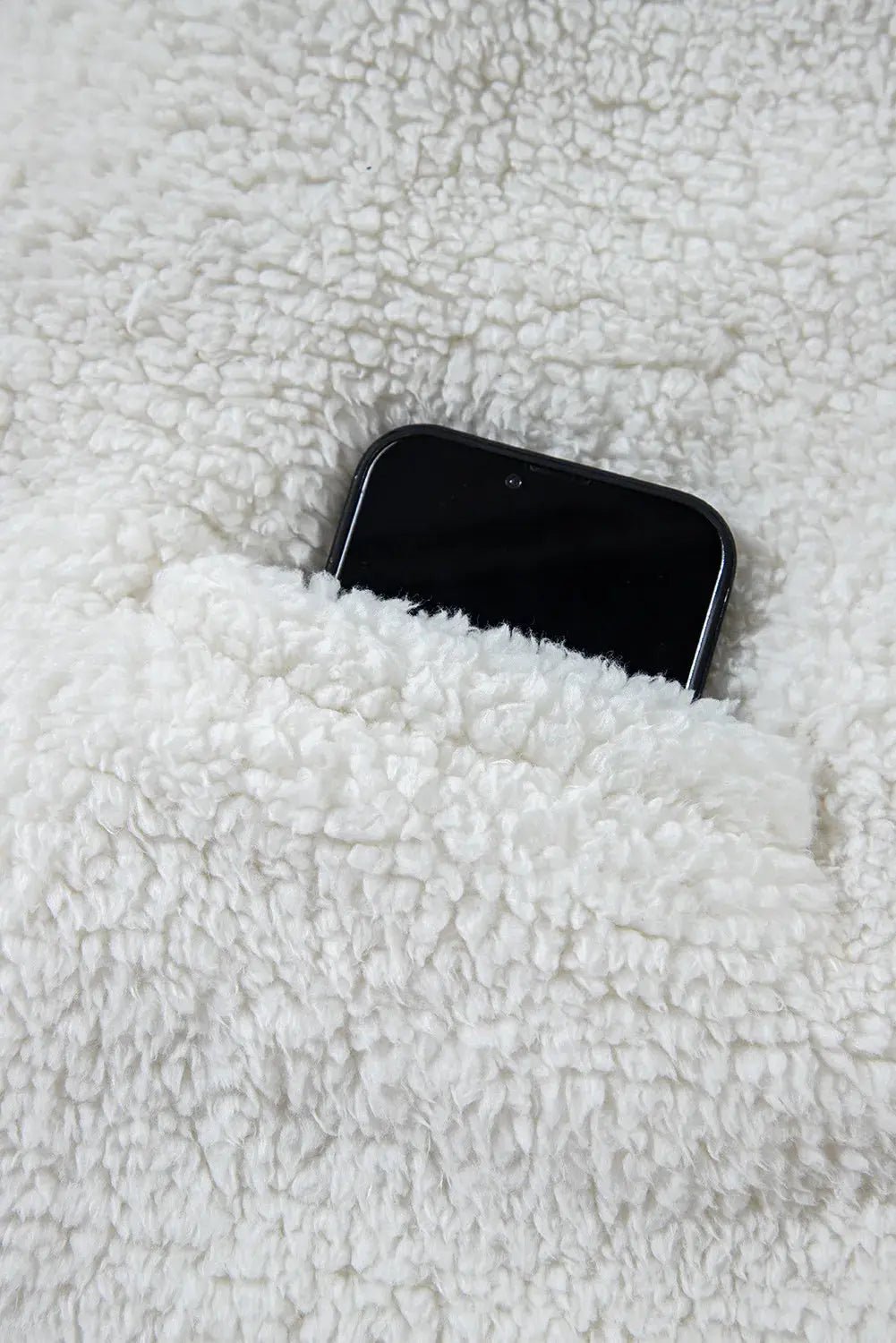 Fuzzy One Button Long Sleeve Jacket - Celeste    