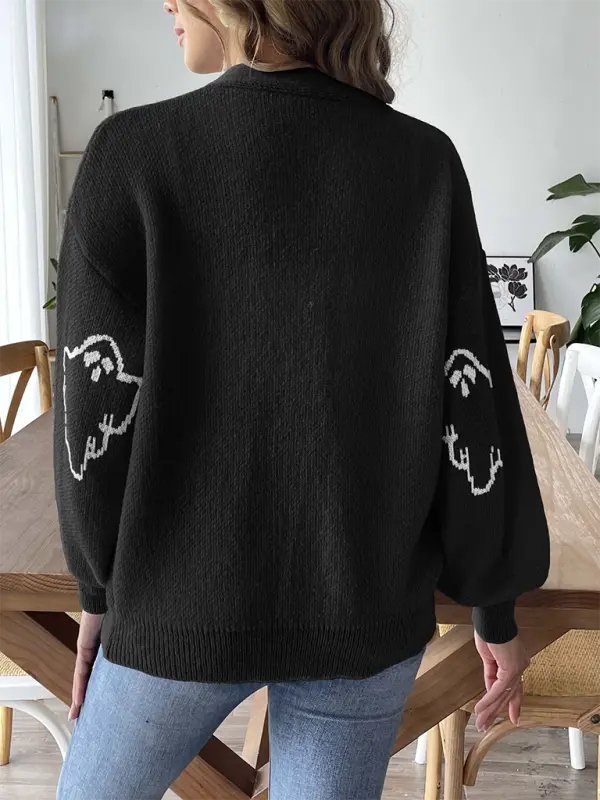 Ghost Button Down Cardigan - Halloween - Celeste    