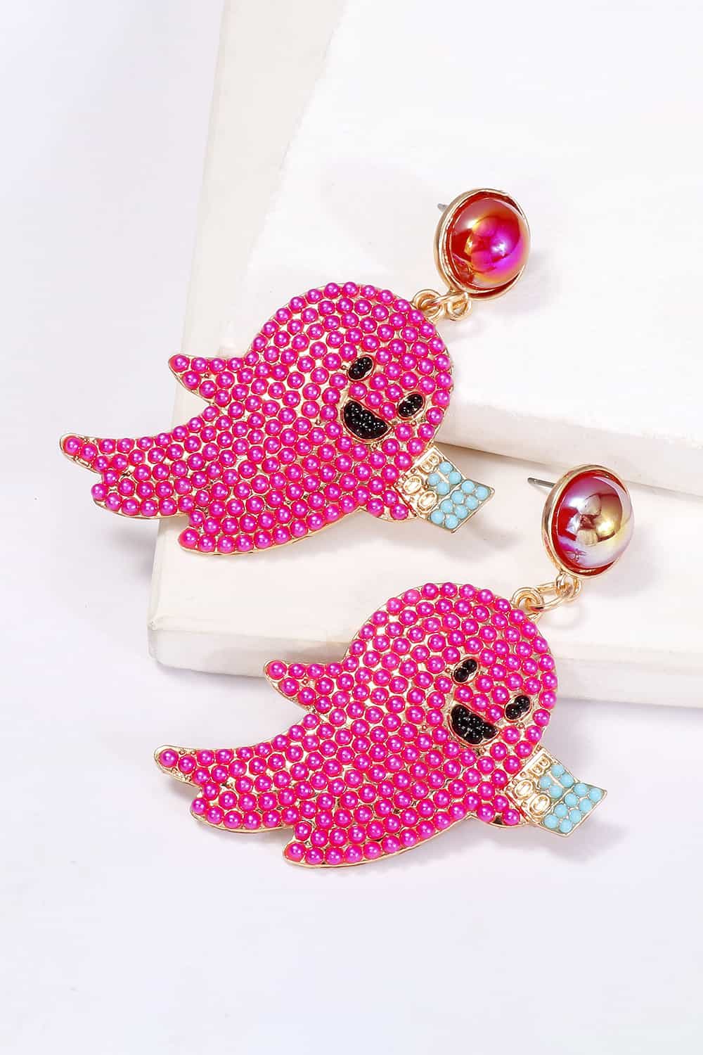 Ghost Shape Synthetic Pearl Dangle Earrings - Celeste    