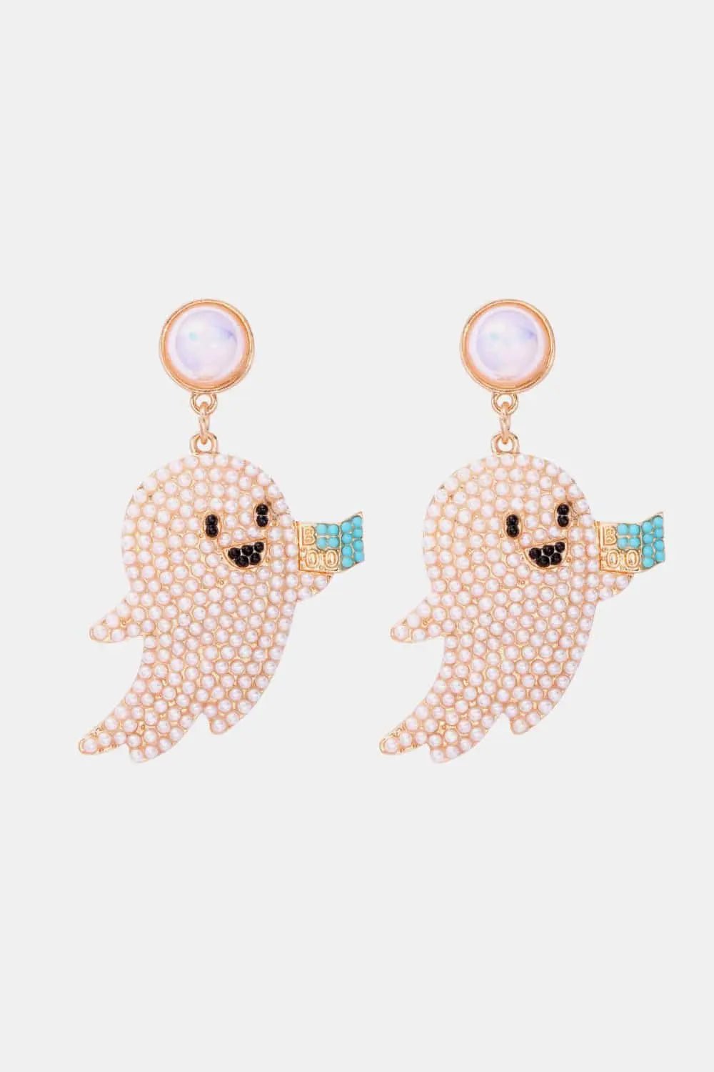 Ghost Shape Synthetic Pearl Dangle Earrings - Celeste    