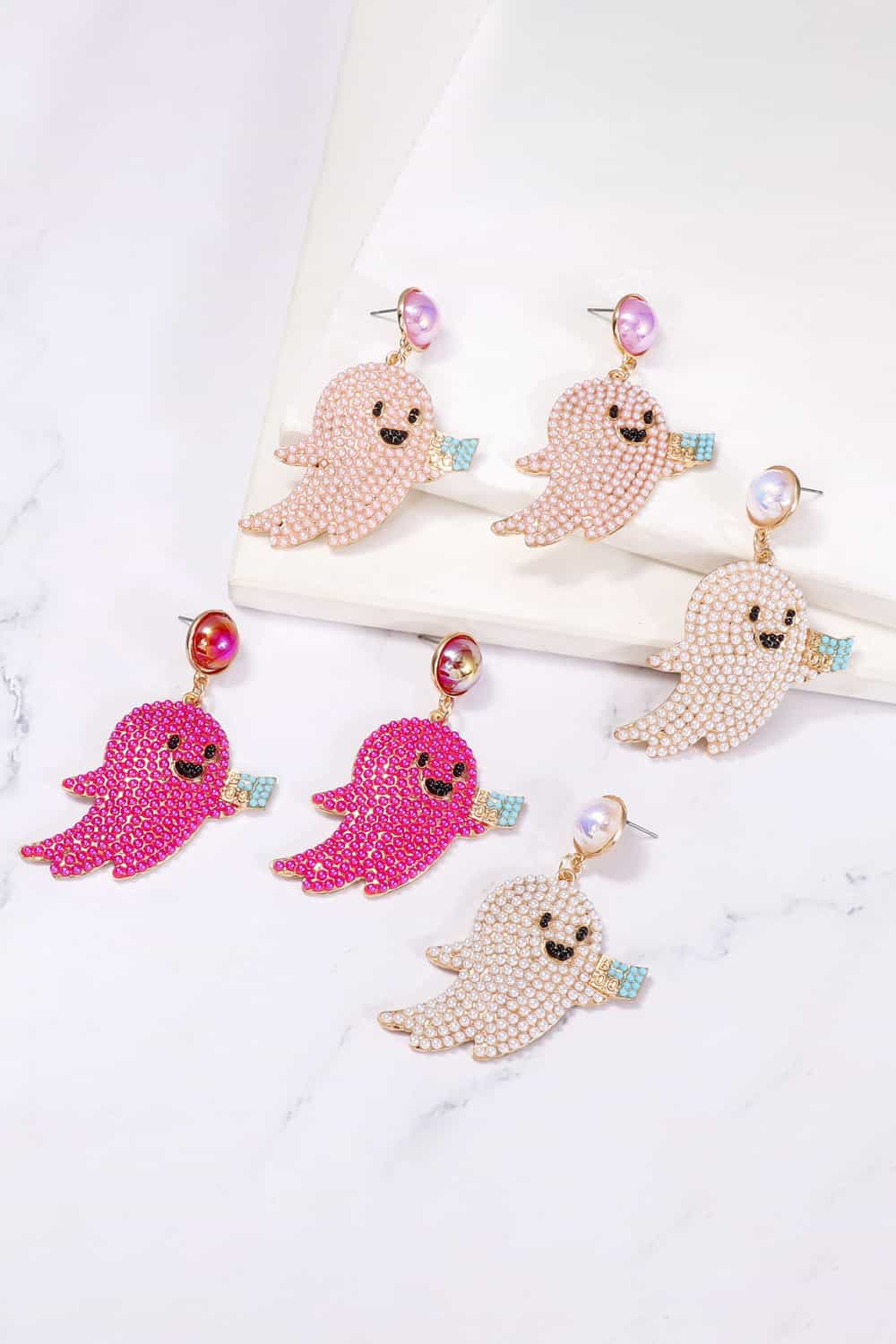 Ghost Shape Synthetic Pearl Dangle Earrings - Celeste    