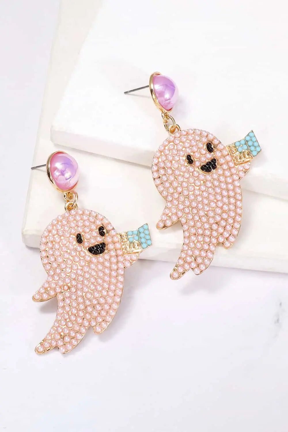 Ghost Shape Synthetic Pearl Dangle Earrings - Celeste    