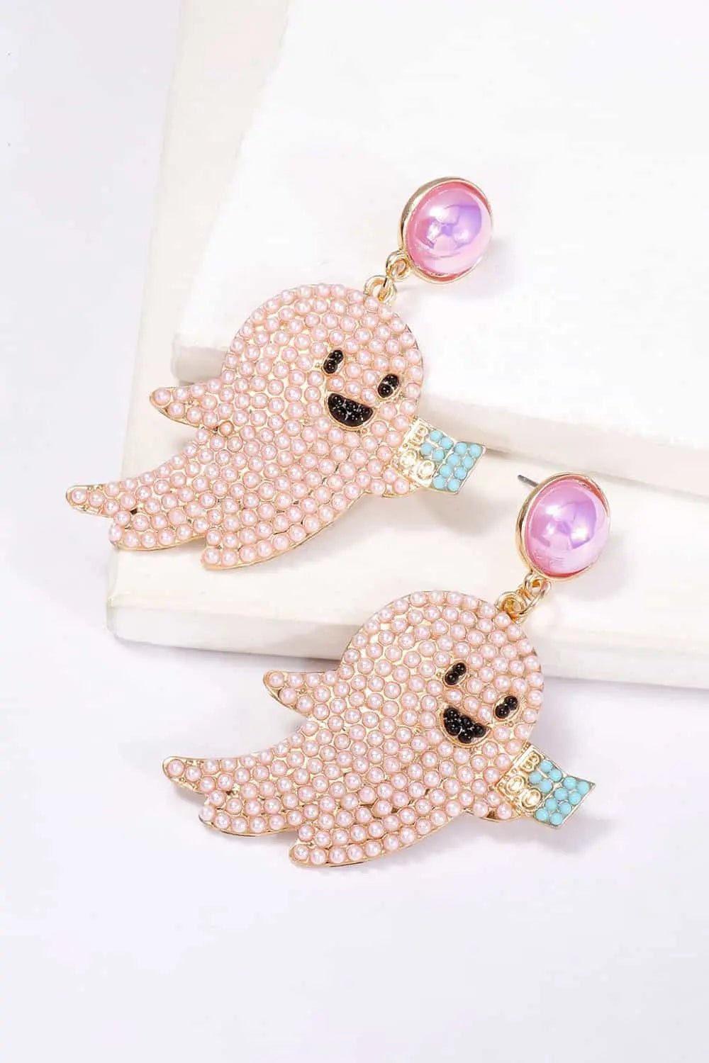 Ghost Shape Synthetic Pearl Dangle Earrings - Celeste    
