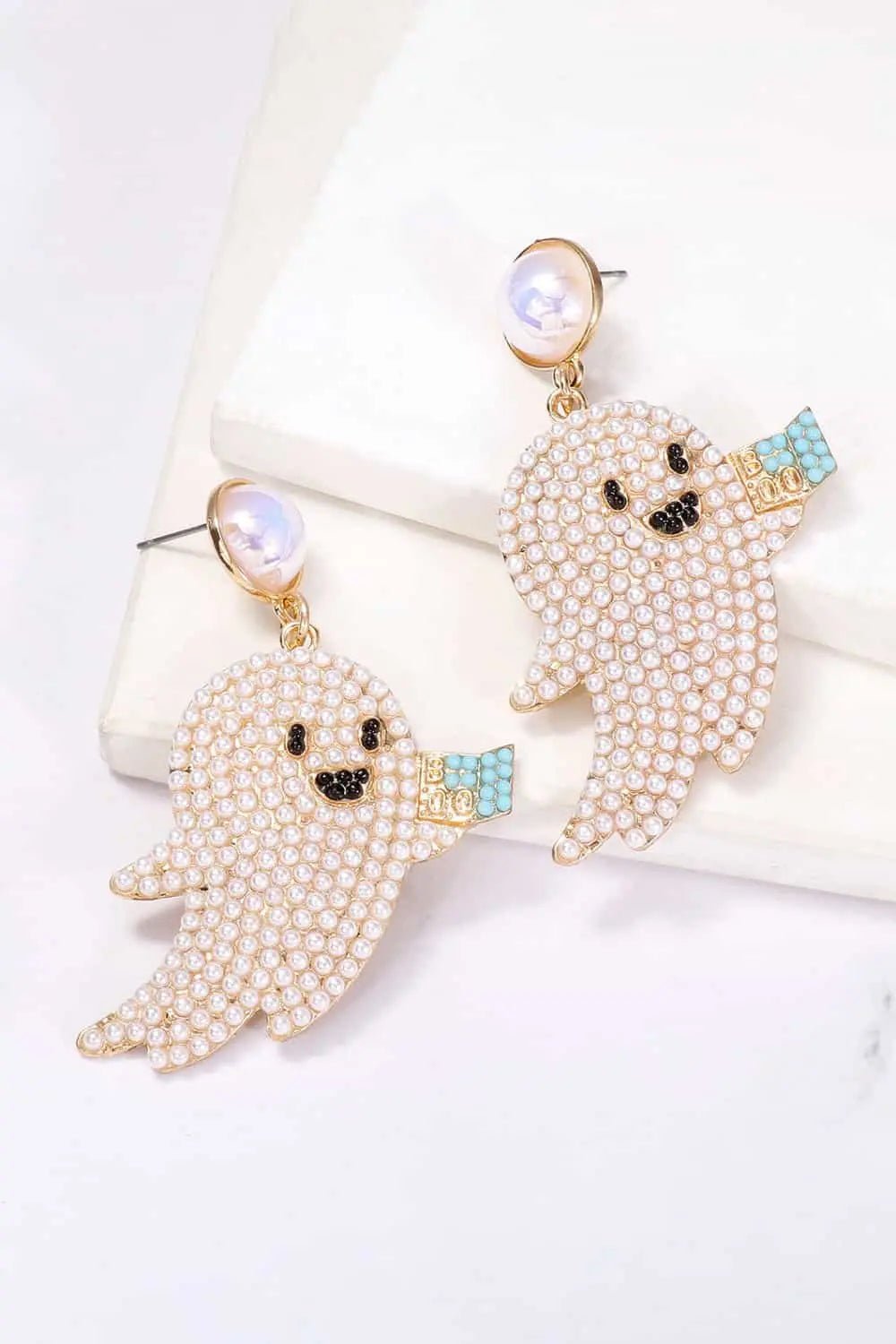 Ghost Shape Synthetic Pearl Dangle Earrings - Celeste    