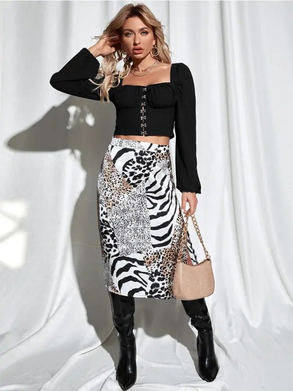 Girl's Night Out - Bubble Sleeve Crop Top - Celeste    
