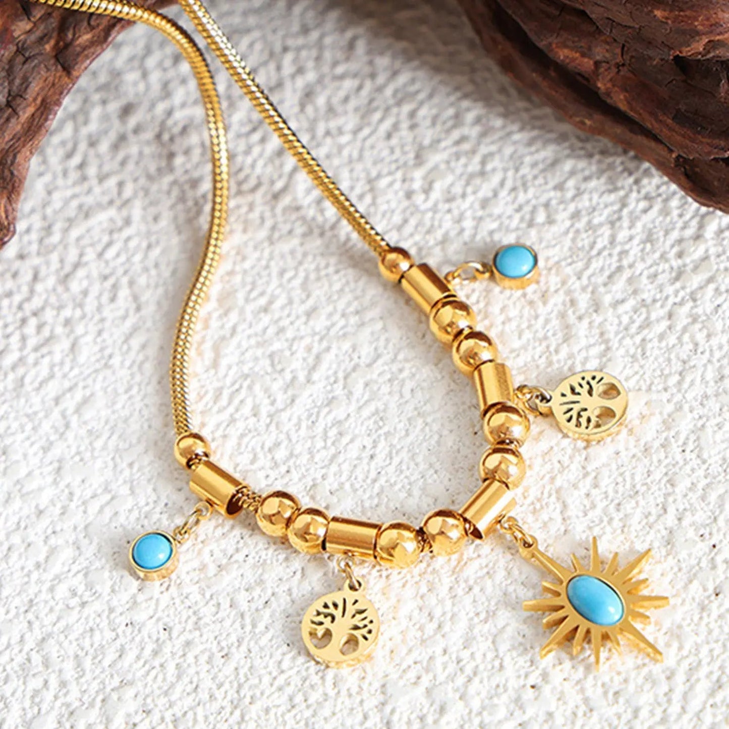 Gold-Plated Titanium Steel Charm Necklace - Celeste    