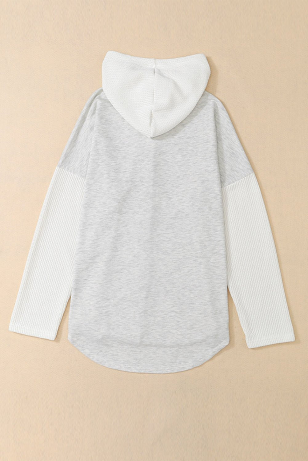 Gray Button Up Contrast Knitted Sleeves Hooded Jacket - Celeste  Outerwear/Jackets  