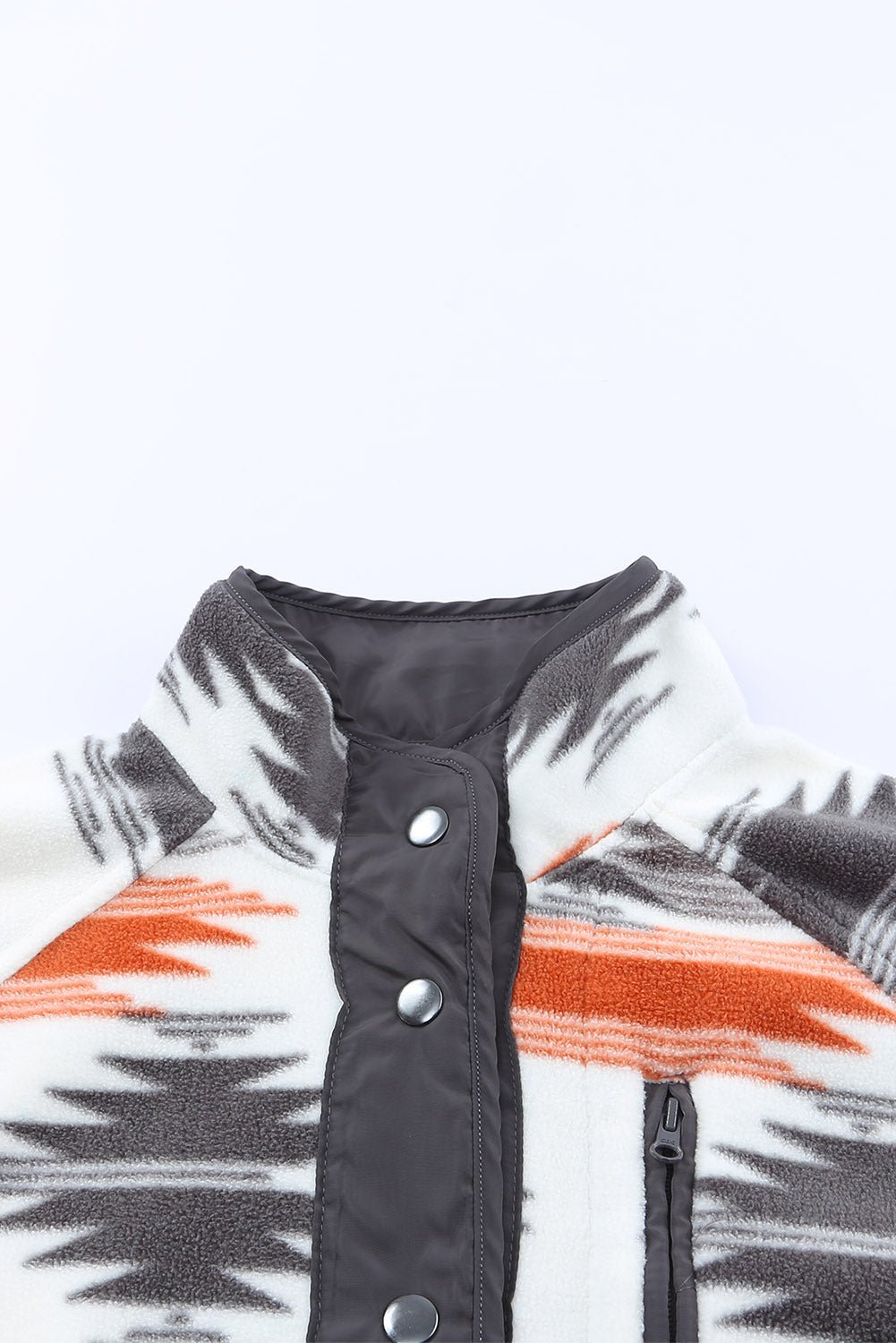 Gray Western Aztec Snap Buttoned Fleece Jacket - Celeste  Outerwear/Jackets  
