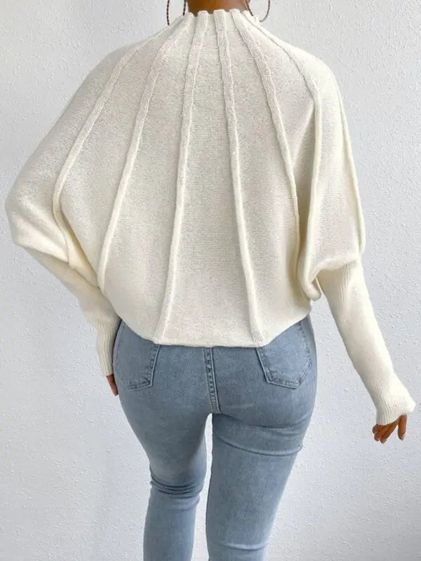 Half Turtleneck Knitted Pullover Sweater - Celeste    