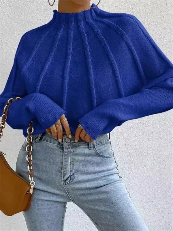 Half Turtleneck Knitted Pullover Sweater - Celeste    