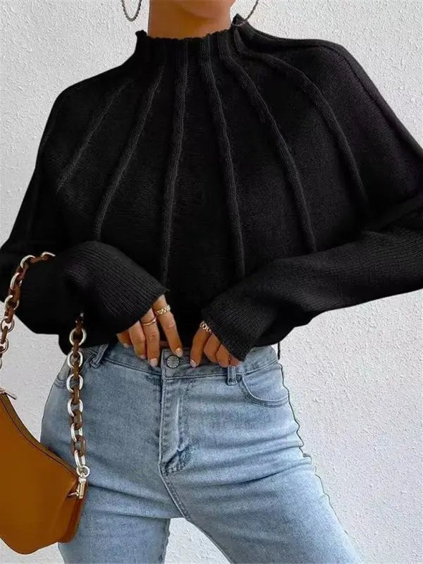 Half Turtleneck Knitted Pullover Sweater - Celeste    