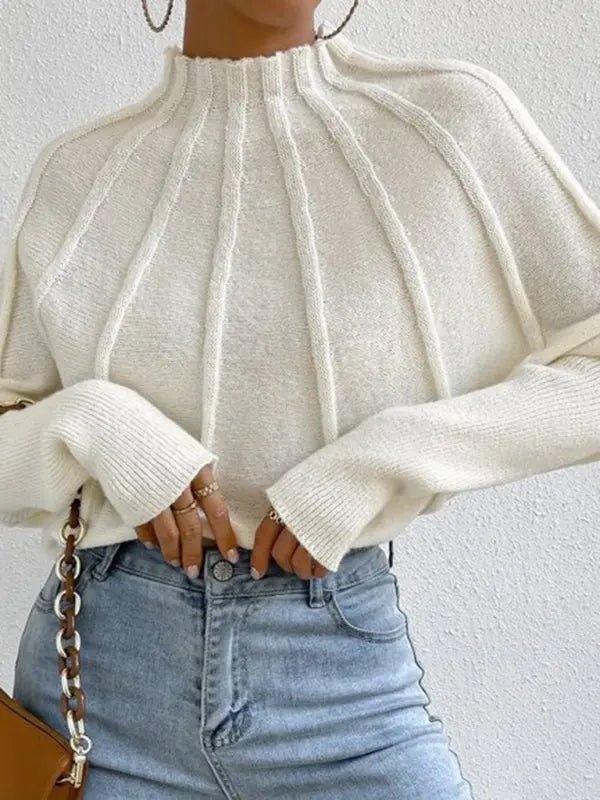Half Turtleneck Knitted Pullover Sweater - Celeste    