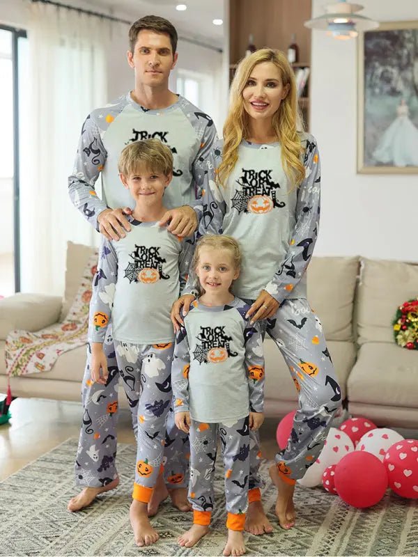 Halloween parent-child printed home pajamas two-piece set - Celeste    