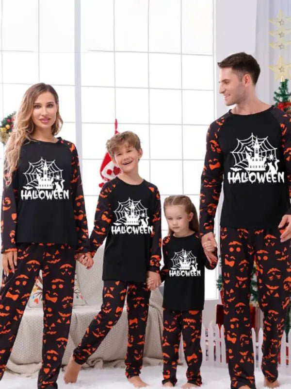 Halloween parent-child printed home pajamas two-piece set - Celeste    