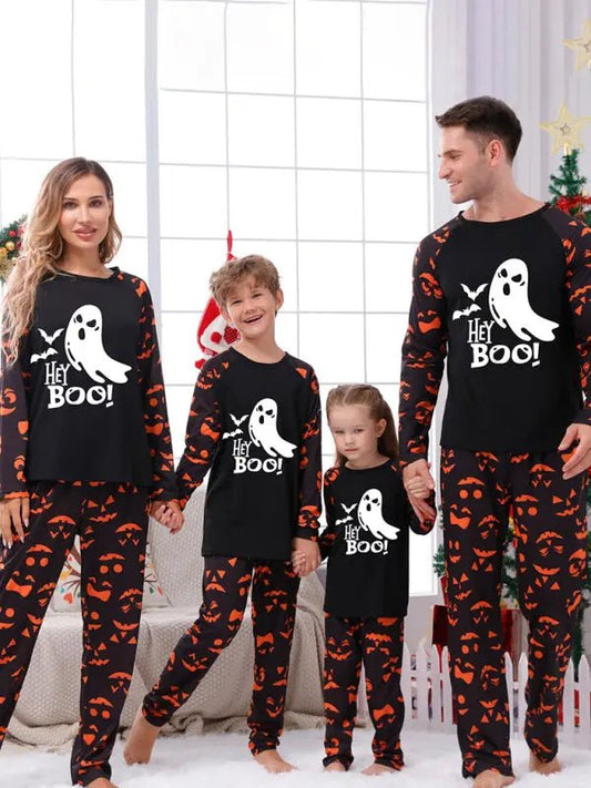 Halloween parent-child printed home pajamas two-piece set - Celeste    