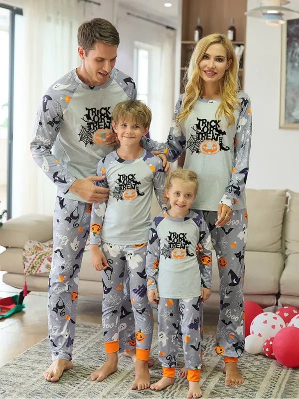 Halloween parent-child printed home pajamas two-piece set - Celeste    