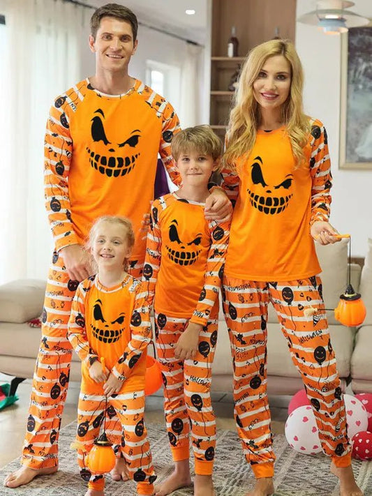 Halloween parent-child printed home pajamas two-piece set - Celeste    