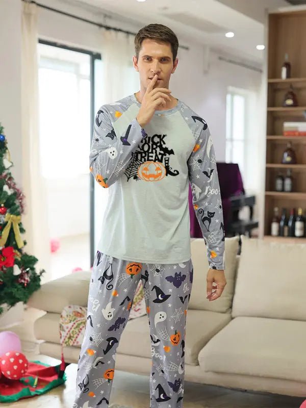 Halloween parent-child printed home pajamas two-piece set - Celeste    