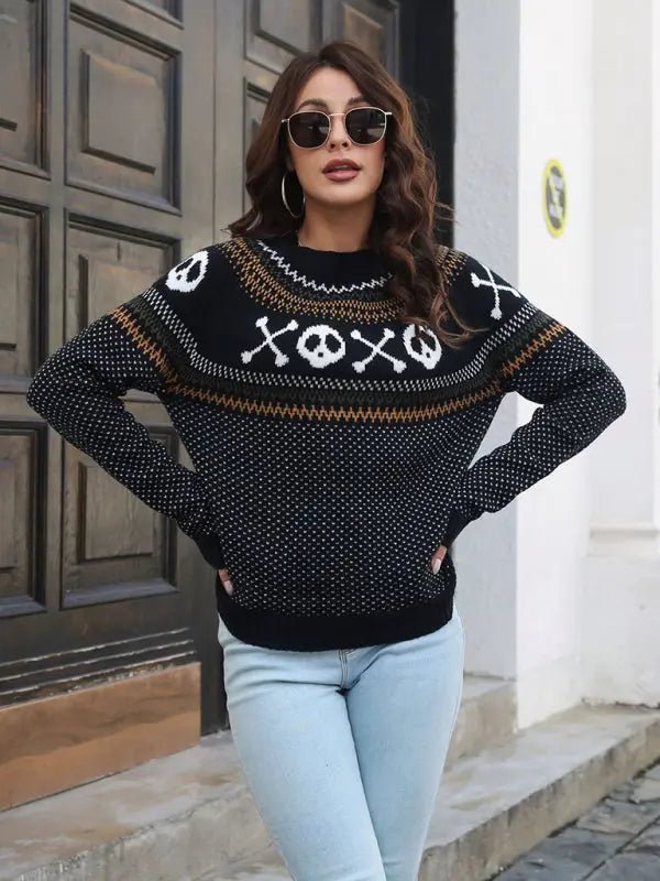Halloween Sweatshirts - Skull - Celeste    