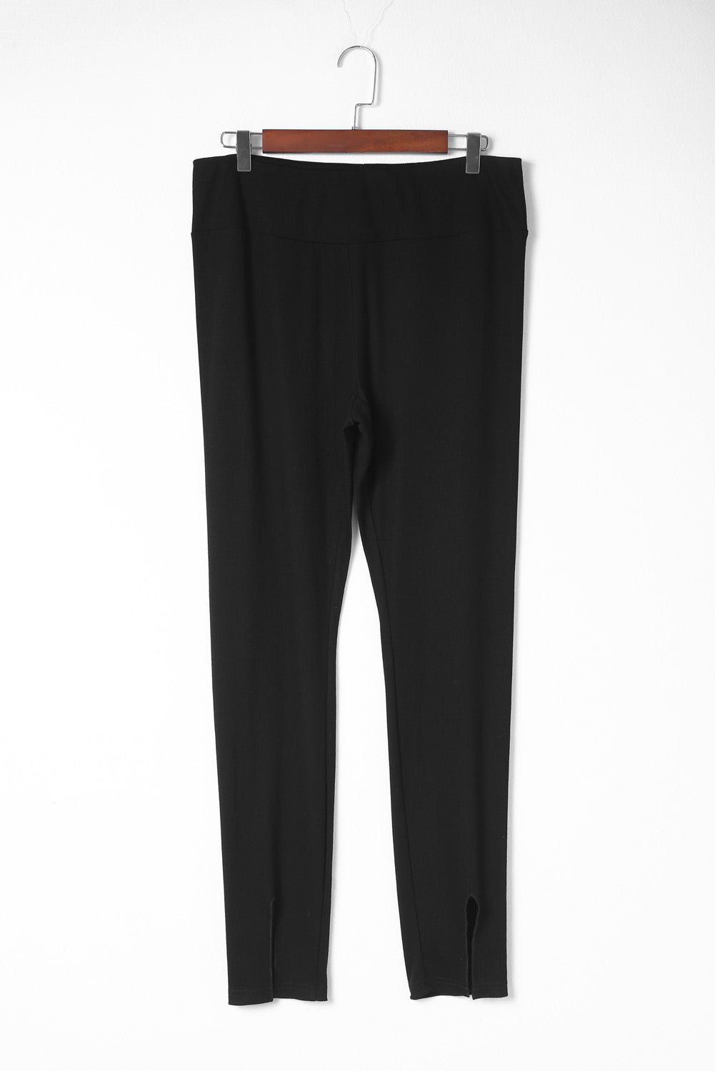 High Waist Ribbed Slit Leggings - Celeste    