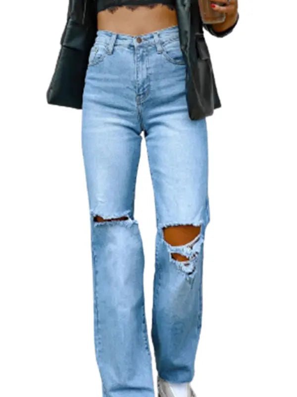 Hot Momma - Knee Ripped Jeans - Celeste    