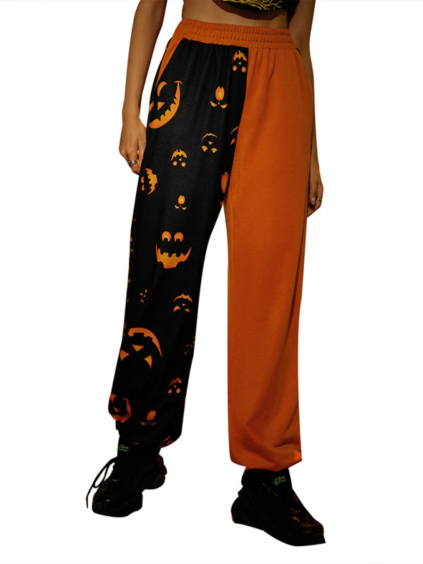 Women's Halloween casual patchwork print sweatpants perfect for halloween