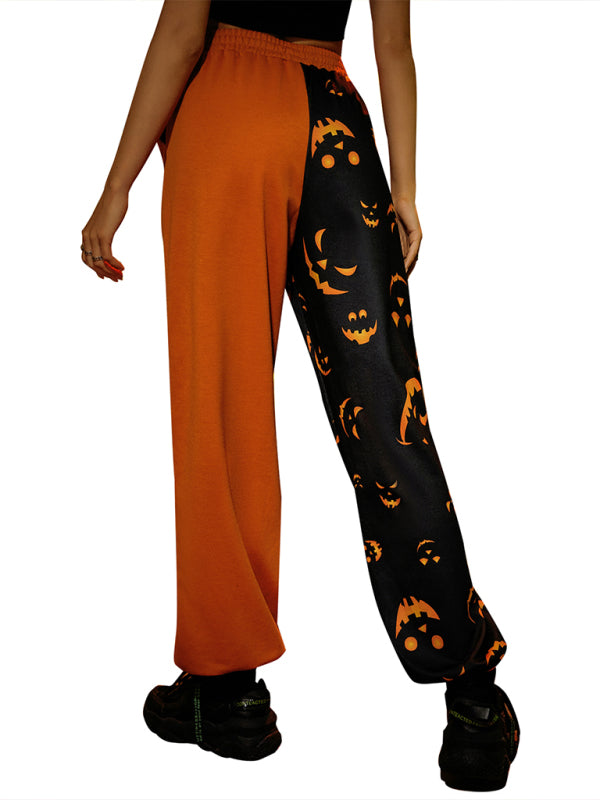 Women's Halloween casual patchwork print sweatpants perfect for halloween