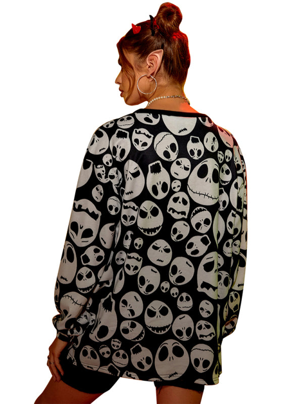Women's Halloween Skull Print sweater