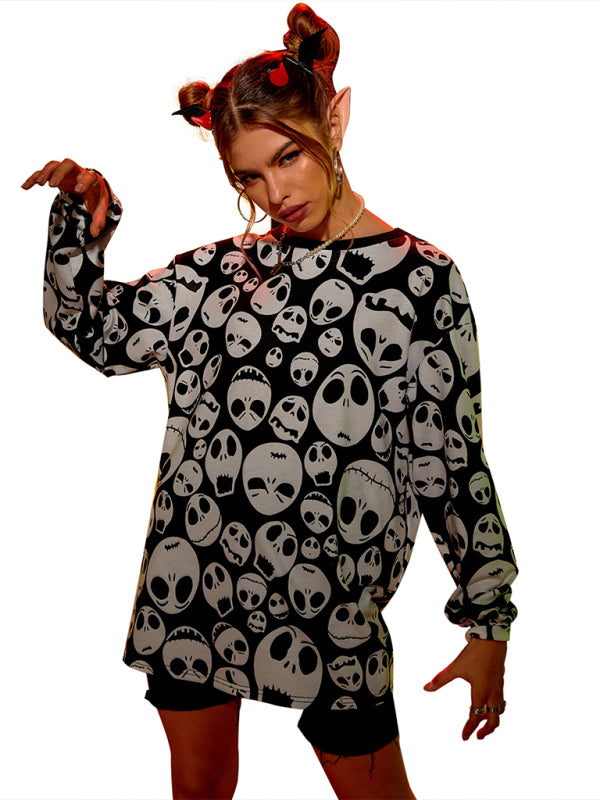 Women's Halloween Skull Print sweater