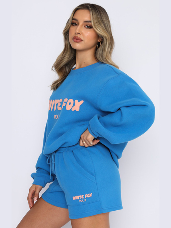 White Fox Sweater and Shorts set two piece