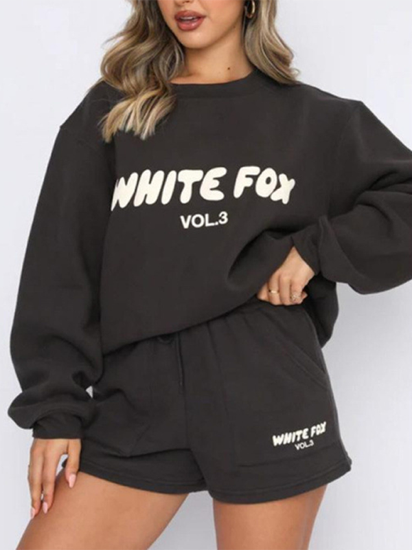 White Fox Sweater and Shorts set two piece