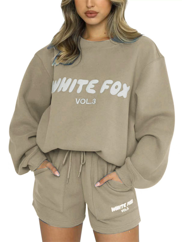 White Fox Sweater and Shorts set two piece
