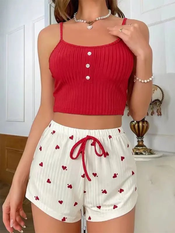 Inanna - Heart Printed PJs Set - Celeste    