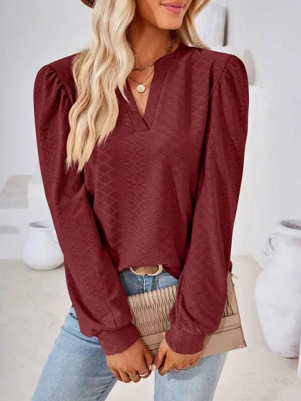 Jacquard Long Sleeve Loose Top - Celeste    