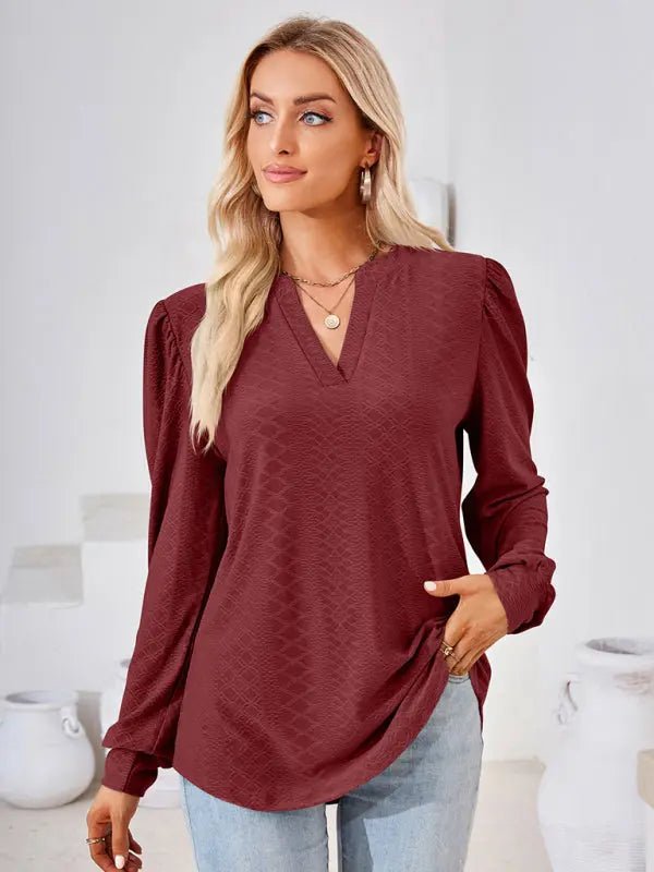 Jacquard Long Sleeve Loose Top - Celeste    