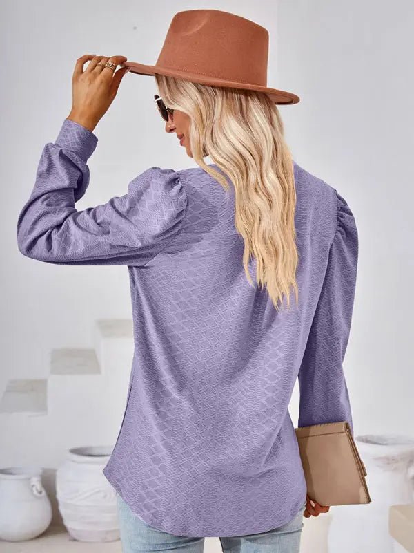 Jacquard Long Sleeve Loose Top - Celeste    