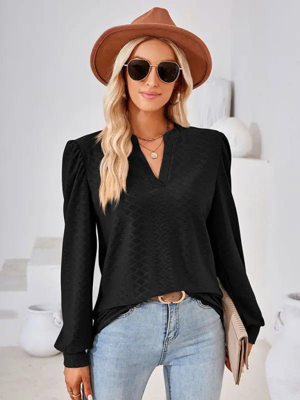 Jacquard Long Sleeve Loose Top - Celeste    