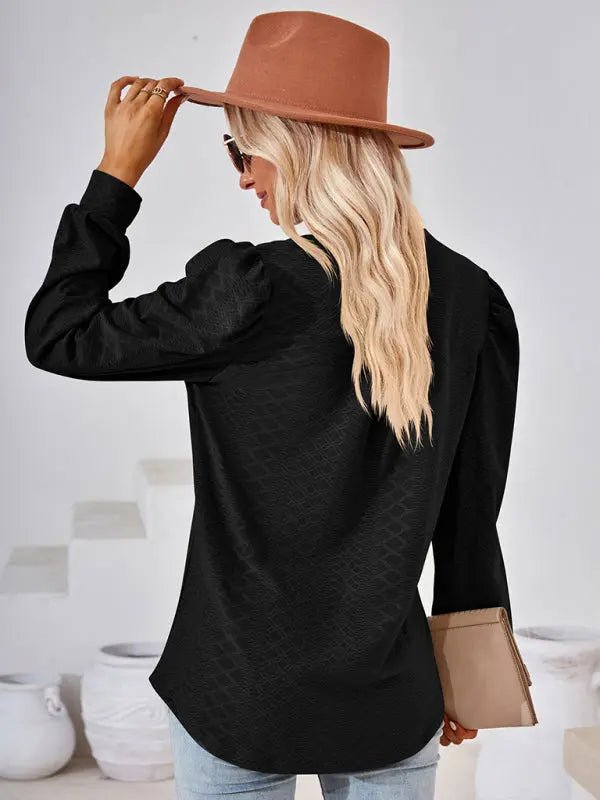 Jacquard Long Sleeve Loose Top - Celeste    