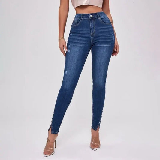 Killin' It - High Waist Dark Jeans - Celeste    