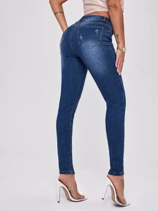 Killin' It - High Waist Dark Jeans - Celeste    