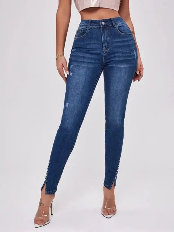 Killin' It - High Waist Dark Jeans - Celeste    