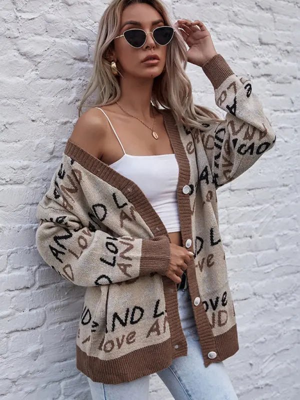 Ladies Brown Cardigan Sweater - Celeste    